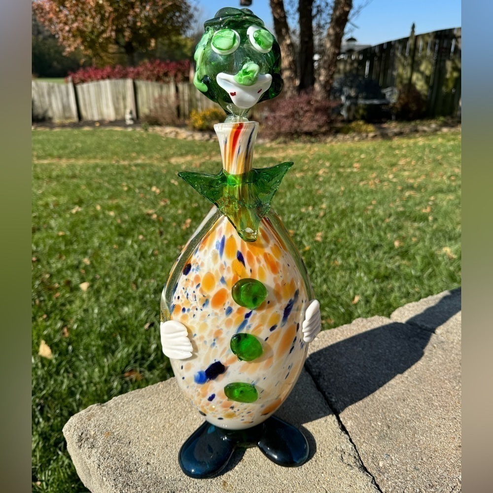 ITALIAN~EXTRA LARGE~MURANO~HAND BLOWN~CLOWN DECANTER~MCM~G22T